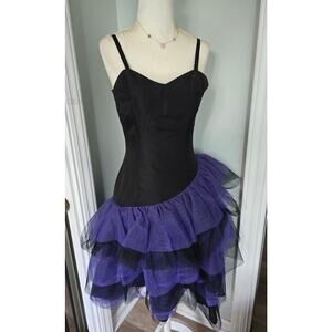 Vintage 1980s Yessica prom cocktail European Black Purple Dress